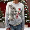 Sudadera de Manga Larga con Cuello Redondo, Corte Ajustado, Estampado Digital con Elementos Navideños Transfronterizos, 250g Franela, Nuevo 2025