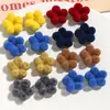 Otoño e Invierno Felpa Flocado Lindo Colorido Flores Flor de Cinco Pétalos Accesorios de Joyería Diadema DIY Pasadores Pendientes Joyería para Mujer