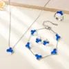 Set de Joyería de Acero Inoxidable de Cuatro Piezas, Trébol de Cuatro Hojas de la Suerte, Superventas Transfronterizo, Lujo Ligero, Versátil, Joyería de Moda para el Día a Día
