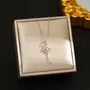 Collar de Zirconia Microincrustada Estilo Coreano para Niña, Moda Femenina, Sentido de Alta Calidad, Colgante de Llave, Cadena de Acero Inoxidable para Clavícula, Joyería