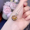 Colgante de Cristal Amarillo Natural con Calidad de Cuerpo Completo, Incrustación de Artesanía Fina en Plata 925, Piedra Principal 12*12mm