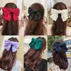Pinza para el pelo de estilo coreano color vino tinto con lazo grande para la parte trasera de la cabeza, pinza de resorte de satén, pinza superior, accesorios para el pelo lindos y dulces, tocado