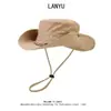 Novos Chapéus de Pescador Bordados para Exterior para Homens e Mulheres Estilo Camping Montanhismo Chapéus de Proteção Solar Pesca Proteção Solar Série Chapéu Cowboy Ocidental