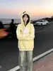Diseño con estampado de Hello Kitty, lindo y divertido, estilo japonés, sudadera con capucha para mujer, nuevo top casual de otoño/invierno