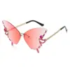 Gafas de sol sin montura con borde de diamantes en forma de mariposa, nuevas, transfronterizas, de Shein, para mujer, moda europea y americana, personalidad exagerada