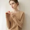 Suéter de cashmere 100% puro espessado para mulheres, gola redonda, trança, manga longa, pulôver, malha macia e aconchegante para outono e inverno, adequado para o trabalho