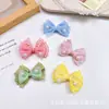 Accesorios de lazo de colores pastel, productos semiacabados y pajaritas de doble capa a cuadros perlados para accesorios de bricolaje para ropa, zapatos, calcetines y sombreros