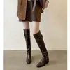 Apertura de Caña Ancha Botas Apiladas para Mujer Tacón Grueso Botas Hasta la Rodilla Estilo Otoño 2026 Hebilla de Cinturón Botas Vaqueras Moda Talla Grande Botas Largas