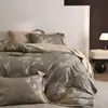 Conjunto de quatro peças bordado de algodão escovado com bordas largas, espessado para outono e inverno, conjunto de cama de luxo para quarto