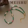 Moda Estilo Floresta Primavera e Verão Simples Versátil Pérola de Água Doce Borboleta com Gota de Óleo Colar com Contas Corrente de Clavícula Levemente Luxuosa de Alta Qualidade
