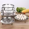 Bandeja Vaporizadora Multifuncional de Aço Inoxidável Não Magnética, Grade de Cozimento a Vapor Desmontável com Separação de Água, com Três Pés, para Cozinhar no Vapor Pães, Ovos e Cozinhar