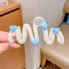 Para cabelos grossos, presilha de tubarão acrílica da moda, presilha de cabelo francesa fofa em formato de coração, presilha de garra com laço elegante para mulheres