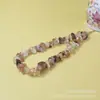 Lanyard para teléfono móvil de cristal natural, cordón corto de muñeca de grava de cristal, colgante, cadena anti-pérdida para teléfono móvil, llave
