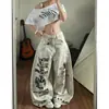 Jeans con Diseño Retro Americano Chica Picante Sentido del Diseño Nicho Estampado de Letras Mujeres Hombres Verano Nuevos Pantalones Anchos Sueltos