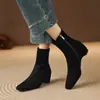 Botas elásticas para mujer, botas ajustadas de gamuza, botas tipo calcetín, botas cortas nuevas para primavera y otoño 2026, botas cortas para mujer con punta cuadrada que aumentan la altura
