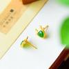 Pendientes antiguos de Jasper natural incrustados en oro, estilo ciervo, simples, frescos, compactos, dulces, versátiles, para novia