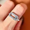Anillo Inteligente Deslizante de Diamante Oval Hueco de Moda Versátil Estilo Coreano con Diamante Individual Extraíble