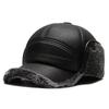 Sombrero para personas de mediana edad y mayores, cálido sombrero de invierno para hombre, sombrero de cuero para anciano, forro polar, grueso, a prueba de viento, gorra con protección para los oídos para anciano