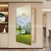 Pintura Decorativa Grande da Bacia do Tesouro Dourado para Caixa de Medidor Elétrico, Mural Moderno de Entrada, Pintura de Paisagem para Hall de Restaurante