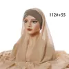 Nuevo Hijab Conveniente de Gasa Universal para las Cuatro Estaciones Bufanda Lisa de Gasa Sombrero con Cinta Cruzada en la Frente para Mujer