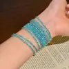 Pulsera apilable de múltiples capas con diamantes completos Azul Océano Starlight_Azul Hielo para Mujer, Brazalete Exquisito de Nicho, Joyería de Lujo Ligero de Gama Alta