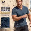 Venta caliente transfronteriza de Temu 2026 verano nuevo camisa casual para hombre cuello en V moda corte ajustado manga corta moderna