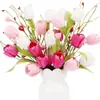 Flor Artificial de Tulipán con Hojas para el Día de San Valentín, Bayas en Forma de Corazón y Tallos para Decoración del Día de la Madre, Flores Artificiales para Bodas Transfronterizas