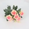 Ramo de rosas artificiales de 6 cabezas flor pequeña caja de flores decorativa estilo europeo arreglo floral decoración flor artificial boda flor de seda flor decorativa