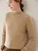 Suéter Feminino de Cashmere Gola Alta Meia Espesso Cor Sólida Simples Malha Solta Camada Base Suéter Cashmere Puro