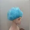 Peluca de pelo azul claro esponjosa retardante de llama para Halloween, fiesta de cosplay, Cos, Anime, Show, Accesorios
