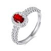 Anillo abierto geométrico ovalado de alta gama de moda plata s925 piedra natural para uso diario simple de lujo ligero