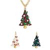 Collar con colgante de árbol de Navidad de aleación de diamantes, joyería navideña de nueva serie europea y americana, adornos de cadena de clavícula que combinan con todo.