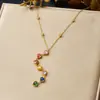 Pingente em Forma de Coração Gota d'Água Cravejado com Diamantes, Aço Inoxidável Banhado a Ouro, Novo Estilo Aliexpress, Colar Feminino de Alta Qualidade Simples e Moderno