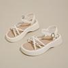 0513 Nuevas Sandalias Medias Zapatillas para Mujer 2025 Verano Negras Tacón Alto Zapatillas Casuales Zapatos de Mujer Aumentadas Transpirables Suela Gruesa
