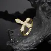 Anillo de Cruz Completo de Moissanita para Hombre Punk Hip-Hop Personalidad Versátil Moda Masculina Nicho Lujo Ligero Anillo de Gama Alta
