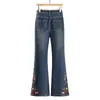 Jeans Acampanados con Bordado Pesado para Mujer, Novedad Otoño 2026 Ajuste Delgado Adelgazantes de Campana Pantalones Largos para Primavera y Otoño