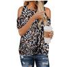 8808# Amazon WISH Explosions Europeu e Americano Cross-border Mulheres Leopardo Camuflagem Torção Ombro Camiseta de Manga Curta