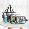 Bolsa de Cosméticos Transparente de PVC Estilo Ins Portátil para Viagem Necessaire Bolsa de Armazenamento para Produtos de Skincare e Cosméticos