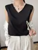 Camisole de Seda de Gelo Transfronteiriça para Mulheres, Roupa Branca de Verão com Decote em V, Camisole para Terno 2025