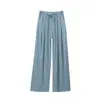 Calça Reta Solta Estilo Old Money com Efeito Drapê, Calça Larga Casual, Novo Modelo 2026, Jeans de Chão em Lyocell Tencel para Mulheres