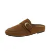 Nuevas Mules de Cuero Suave Estilo Retro Otoño 2026 para Mujer con Cierre de Hebilla, Mules Casuales sin Cordones para Mujer