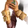 Muñequera Facial de Tostada de Queso Linda, Protector de Manga Anti-Goteo y Anti-Humedad, Lazo para el Cabello de Dibujos Animados Lindos