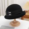 Sombrero de pescador con borde enrollable Hepburn para otoño e invierno, sombrero de fieltro de lana para mujer, sombrero de lavabo, sombrero de copa estilo francés Tide
