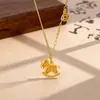 Colar de Pônei Fofo Ins Moda Elegante Luxo Leve Versátil Nicho Moeda Cavalo Trojan Tom Vibrante Mesmo Estilo Joia de Menina