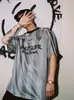 Verão Estilo Americano Casual Celebridade da Internet Mesmo Estilo Design de Camisa Listrada Manga Curta Masculino Solto Top Esportivo Rosa Camiseta