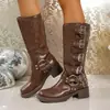 Botas de Vaquero 2026, Botas de Caña Alta para Primavera y Otoño, Nuevas Botas Altas hasta la Rodilla para Mujer, Tacón Grueso de Nicho, Estilo Occidental, Talla Grande