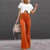 25 Calças Femininas de Veludo Quatro Estações Transfronteiriças Novas Roupas para Casa Calças Flare Femininas de Corte Justo Calças Casuais em estoque