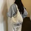 Bolsa de hombro de pana con lunares para comercio exterior transfronterizo, venta al por mayor, nueva bolsa de tela de hombro para niña de gran capacidad, bolso de mano