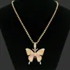 Collar de cadena de garra de diamante completo mariposa europea y americana elegante de una sola capa joyería con colgante de accesorios para mujer simple todo-partido