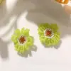 Brincos Gelados de Margarida Estilo Pintura a Óleo Dopamina de Verão DIY para Jovens que Reduzem a Idade, Anéis Femininos, Presilhas de Cabelo, Acessórios de Flores para Sapatos